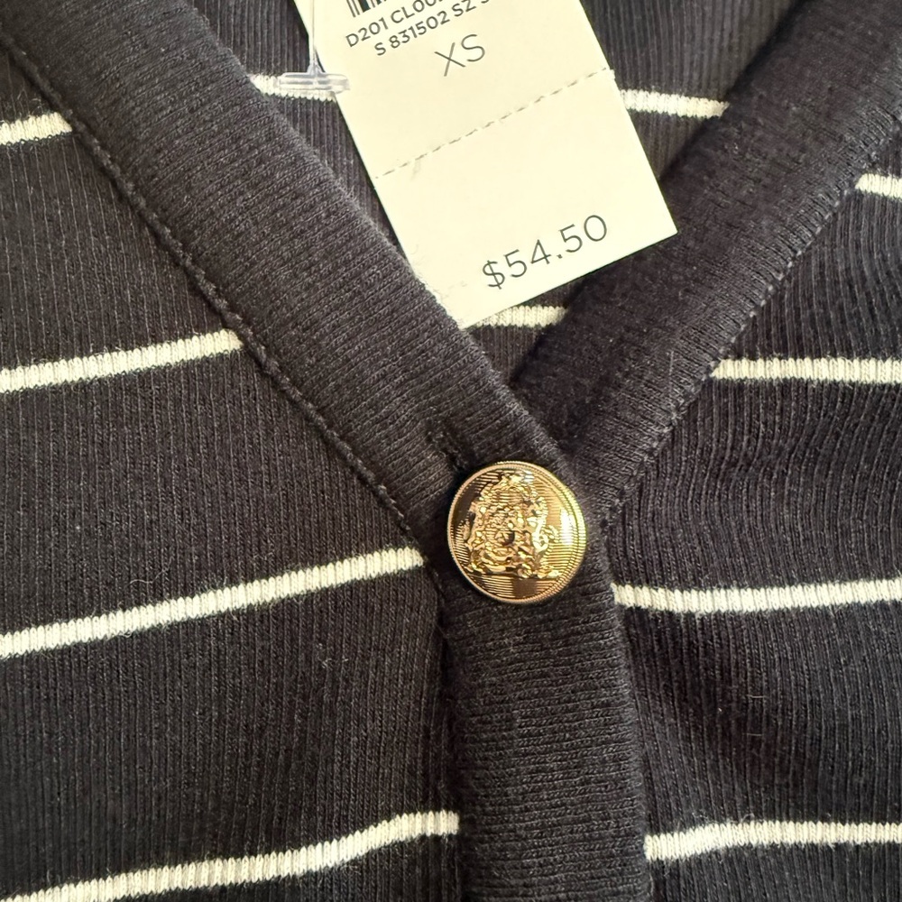 NWT Ann Taylor Black and White Striped Button-Down Tank Top - Picture 3 of 10